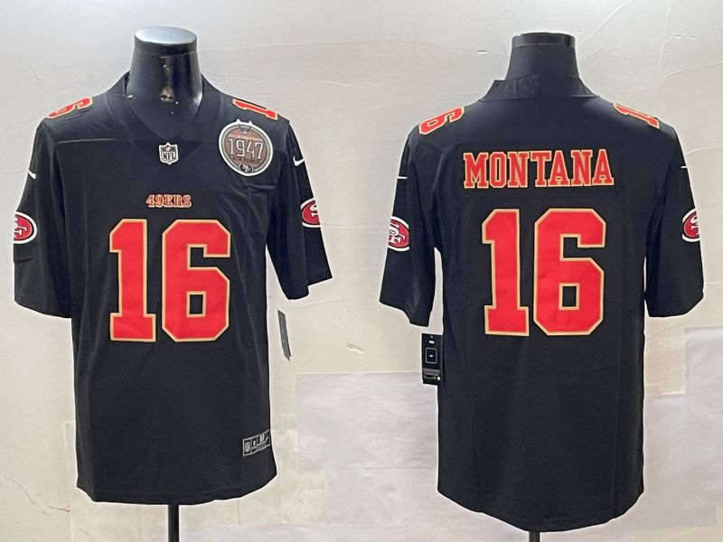 Men San Francisco 49ers #16 Montana Black Second generation 2024 Nike Limited NFL Jersey style 01081->san francisco 49ers->NFL Jersey